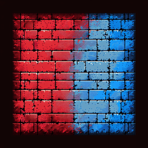 wall red and blu.
Single Game Texture.  In-Game asset.  2d.  Blank background.  High contrast.  No shadows