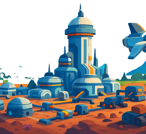 Fullscreen modern App Store landscape banner, 16:9, high definition, for a game titled "Galactic Colony Command" and with the description "Kendi uzay kolonini kur, kaynakları topla, otomasyon sistemleri geliştir ve diğer kolonilerle stratejik savaşlara girerek galaksinin hakimi ol!". No text on banner!