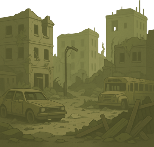 post apokaliptik evren.
In-Game asset.  2d.  low contrast.  No shadows