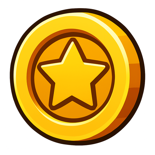 A coin in like subway surfers game with no back ground.
In-Game asset.  2d.  High contrast.  No shadows