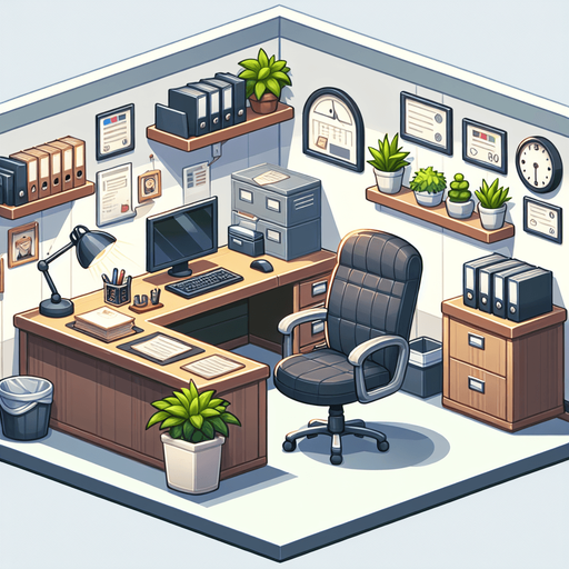 insde manager office.
Single Game Texture.  In-Game asset.  2d.  Blank background.  High contrast.  No shadows