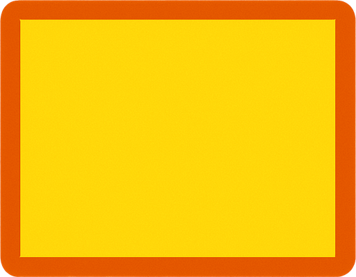 Hace un rectángulo amarillo con un borde naranja una.
In-Game asset.  2d.  High contrast.  No shadows