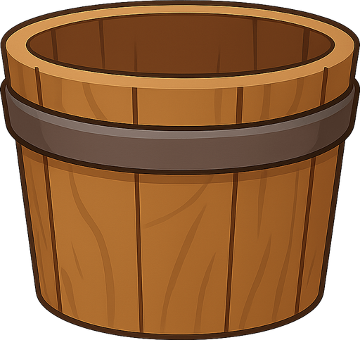 a bucket. No background. Transparent background. Blank background. No shadows. 2d. In-Game asset. flat