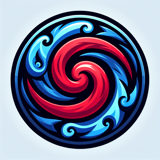 tourbillon bleu et rouge.
Single Game Texture. In-Game asset. 2d. Blank background. High contrast. No shadows.