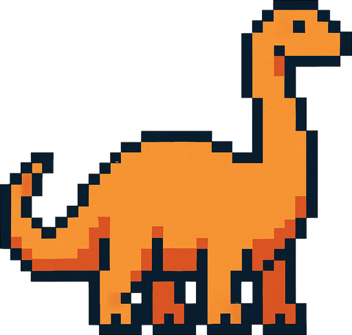 Brontosaurus pixel.
In-Game asset.  2d.  High contrast.  No shadows