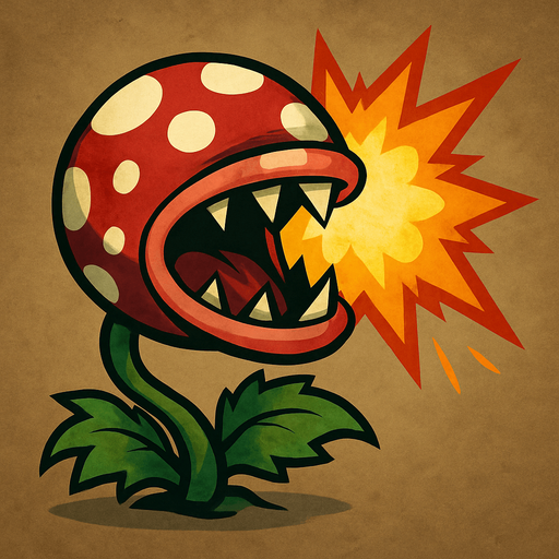 Piraña explosiva del plantas vs zombies.
In-Game asset.  2d.  High contrast