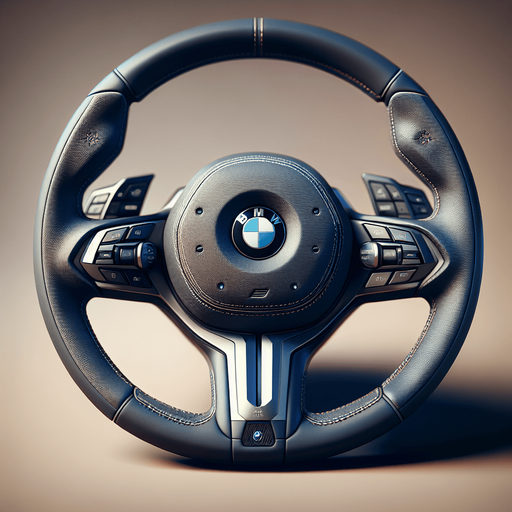 Photorealistic bmw steeringWheel from front view.