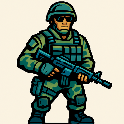 Soldier.
In-Game asset.  High contrast.  No shadows