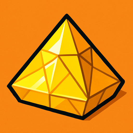 Yellow gem pyramid.
In-Game asset.  2d.  High contrast.  No shadows