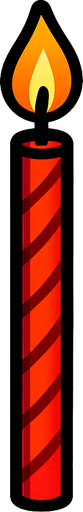Red colored long thin candle birthday cake candle.
In-Game asset.  2d.  High contrast.  No shadows