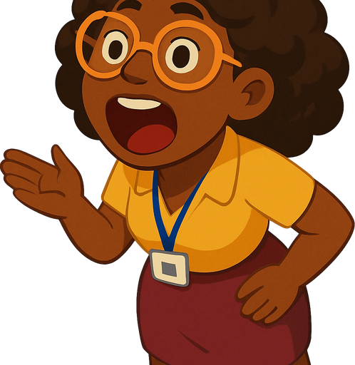 Make her open her mouth wide like she is talking very much, and lean forward slightly