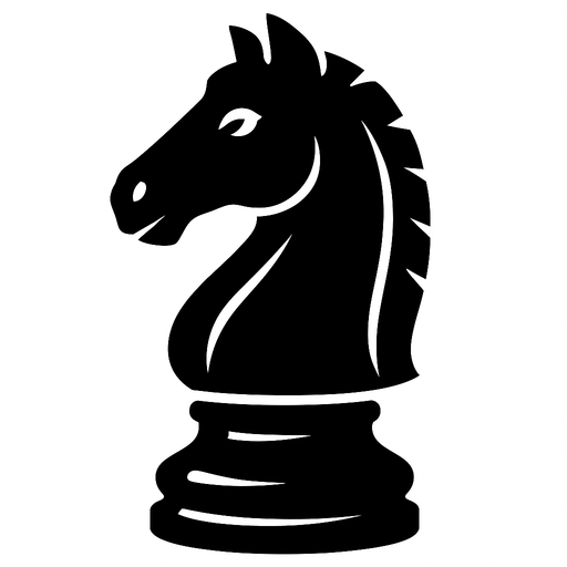 siyah satranç atı.
In-Game asset.  2d.  High contrast.  No shadows