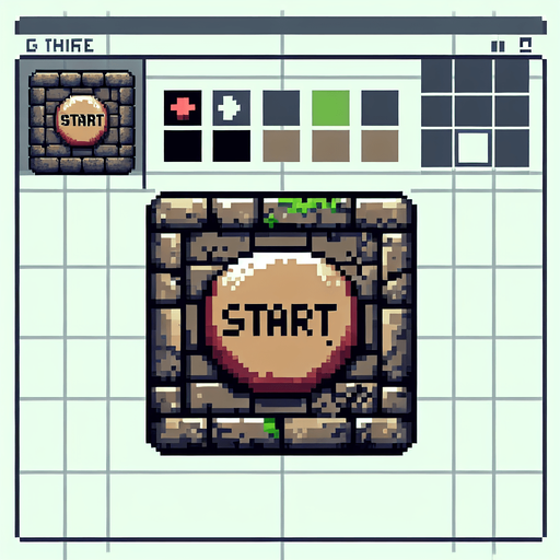 Pixelart button that says "Start". Dungeon vibes..
Single Game Texture. In-Game asset. 2d. Blank background. High contrast. No shadows.