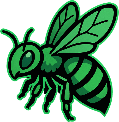 Abeille verte.
In-Game asset.  2d.  High contrast.  No shadows