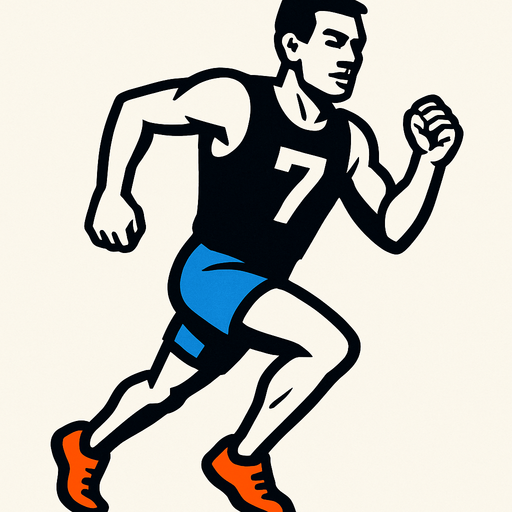 runner with a black shirt with number 7.
In-Game asset.  2d.  High contrast.  No shadows