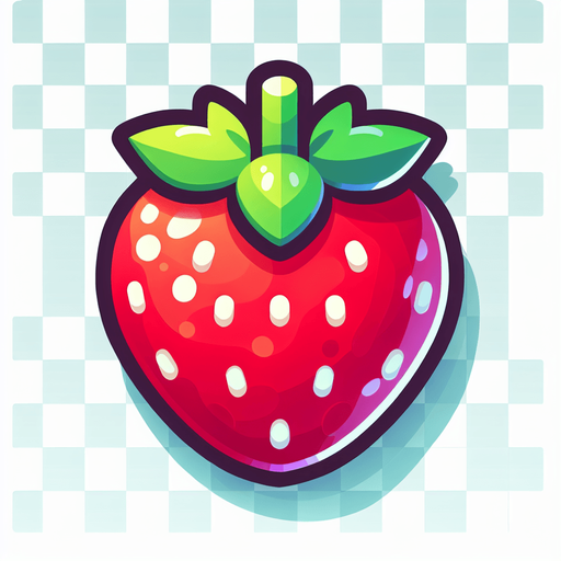strawberry,cartoon,2d,blank background.
Single Game Texture.  In-Game asset.  2d.  Blank background.  High contrast.  No shadows