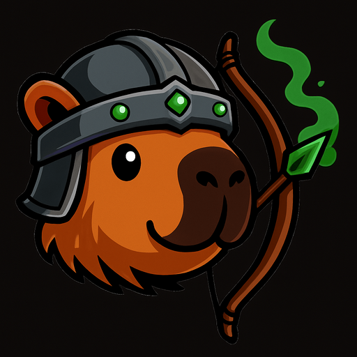 Elimina la resortera. Añadele un arco y una flecha con la punta verde que suelta un humo verde. Adorna el casco con piedras birllantes verdes.