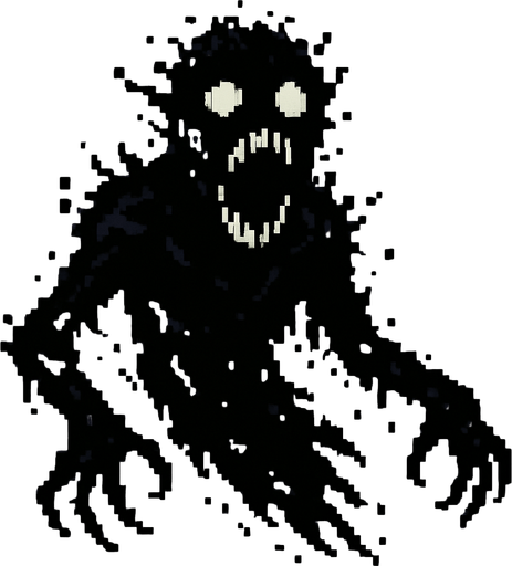 sombra de pixeles que de miedo.
In-Game asset.  2d.  High contrast.  No shadows