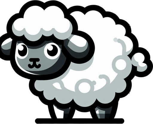 sheep.
Single Game Texture.  In-Game asset.  2d.  Blank background.  High contrast.  No shadows