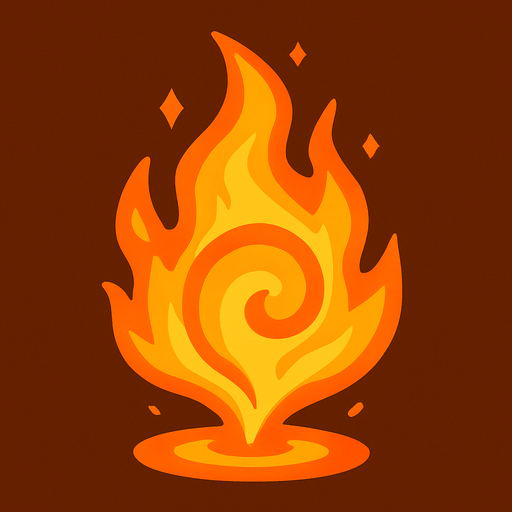 an orange magic.
In-Game asset.  2d.  High contrast.  No shadows