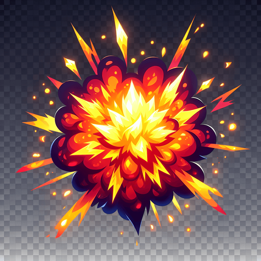 explosion.
Single Game Texture. In-Game asset. 2d. Blank background. High contrast. No shadows.