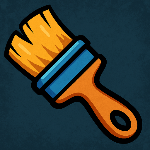 Paint brush.
In-Game asset.  2d.  High contrast.  No shadows