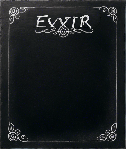 Word "ELIXIR" handwritten in chalk aligned at the top