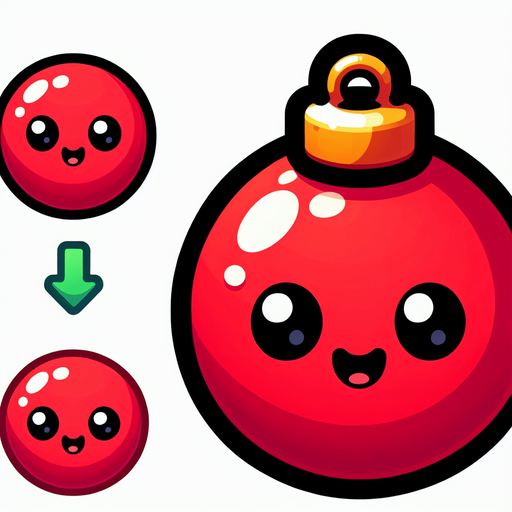 Perfectly circle bright RED Christmas decoration with cute happyy face. Cartoon style. Cute art style. Simple vector style. No Shadows.
Single Game Texture. In-Game asset. 2d. Blank background. High contrast. No shadows.