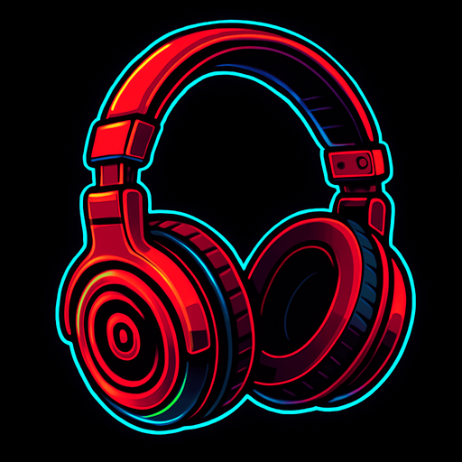 red cool dj headset rgp neon.
In-Game asset.  2d.  High contrast.  No shadows
