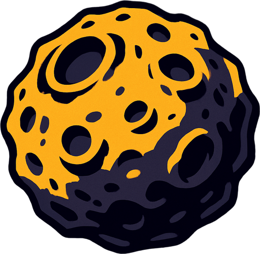 asteroid.
In-Game asset.  2d.  High contrast.  No shadows