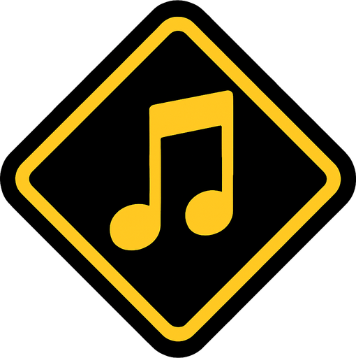 dörtken şekilde olan  üzerinde 🎵 simgesi olan bir nota.
In-Game asset.  2d.  High contrast.  No shadows