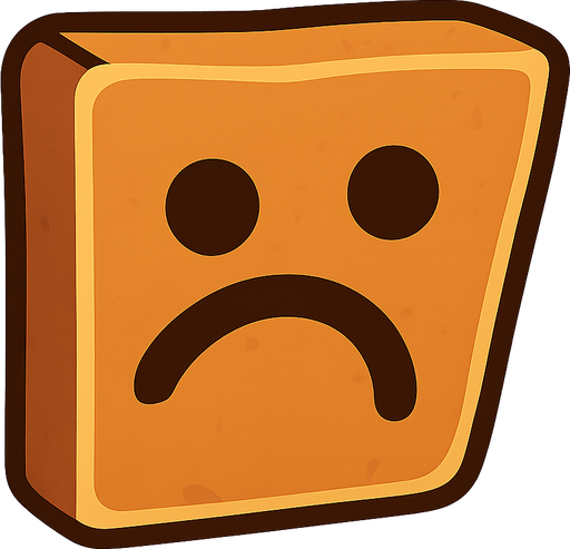 a sad block. No background. Transparent background. Blank background. No shadows. 2d. In-Game asset. flat