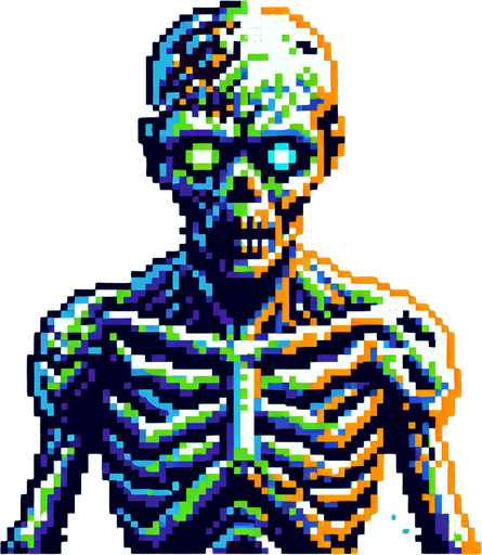 Zombie 2d.
Single Game Texture.  In-Game asset.  2d.  Blank background.  High contrast.  No shadows