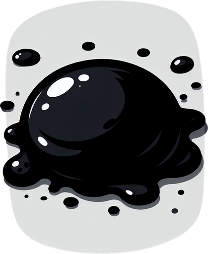 A dark inkblot of ink. The blot should be round but with slightly irregular edges, and seen from a slightly elevated perspective. Game illustration style. It should be solid black..
Single Game Texture. In-Game asset. 2d. Blank background. High contrast. No shadows.