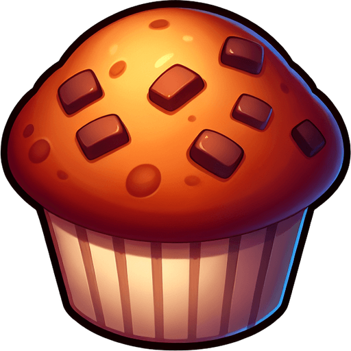 Imple 2d Muffin, flat.
Single Game Texture. In-Game asset. 2d. Blank background. High contrast. No shadows.