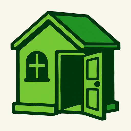 green house, open door looking left.
In-Game asset.  2d.  High contrast.  No shadows