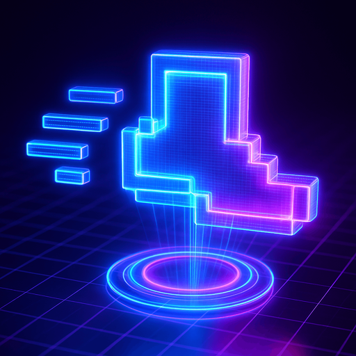 Neon cyberpunk hologram foot icon 3d projection