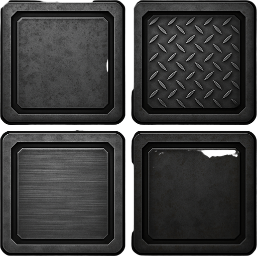 Different metal backgrounds, square inside square.
In-Game asset.  2d.  High contrast.  No shadows