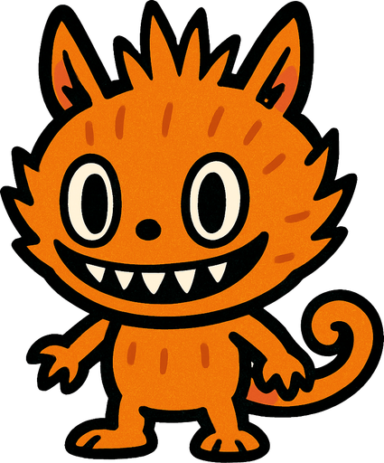 Orange Labubu.
In-Game asset.  2d.  High contrast.  No shadows