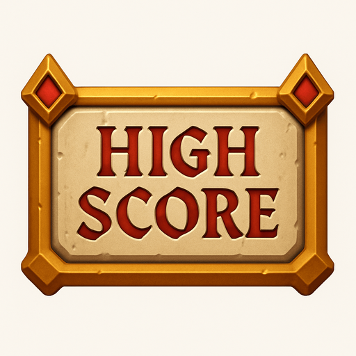 Medieval 'High score' buttons. HD colors. 
In-Game asset.  High contrast.  No shadows. 3D