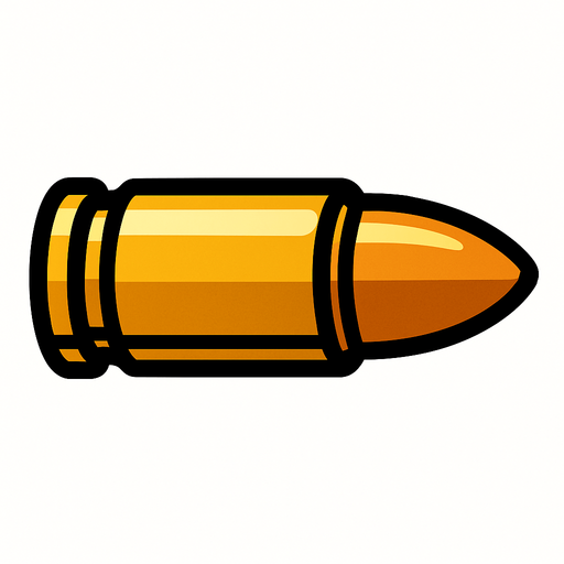 machine gun bullet.
In-Game asset.  2d.  High contrast.  No shadows