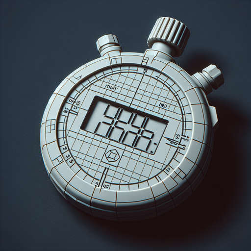 3D image of a digital stopwatch face with no numbers shown on the display.
Single Game Texture. In-Game asset. 2d. Blank background. High contrast. No shadows.