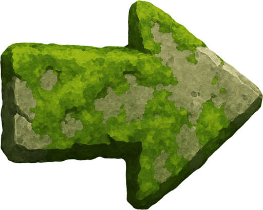 The arrow indicator could have a more authentic look—for example, a stone texture covered with moss, with slightly faded colors..
In-Game asset.  2d.  High contrast.  No shadows