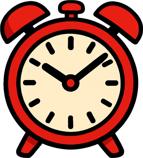 Red clock.
In-Game asset.  2d.  High contrast.  No shadows