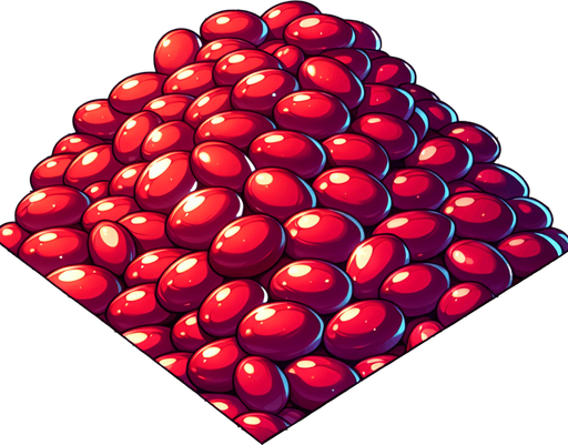 red bean, shiny anime, pile no cup

Single Game Texture. In-Game asset. 2d. Blank background. High contrast. No shadows.