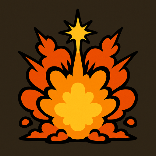 Symmetrical explosion.
In-Game asset.  2d.  High contrast.  No shadows