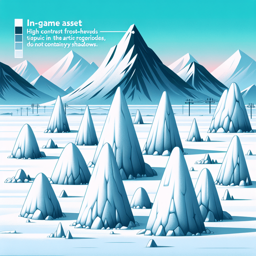 Pingos in the Arctic.
Single Game Texture. In-Game asset. 2d. Blank background. High contrast. No shadows.