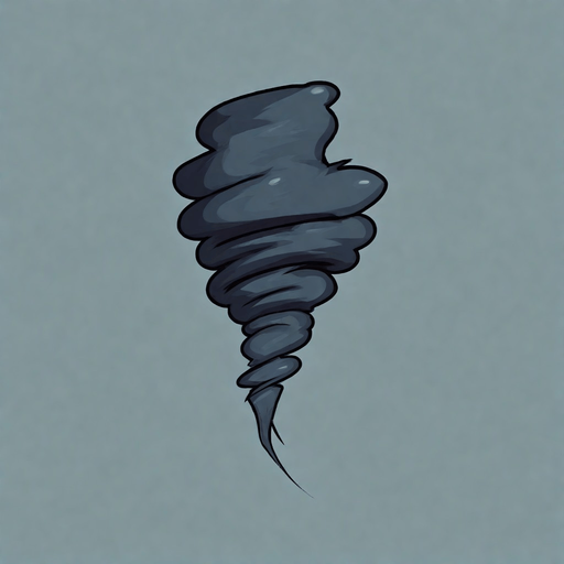 I want tornado. No background. Transparent background. Blank background. No shadows. 2d. In-Game asset. flat