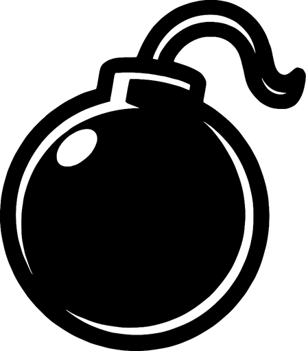 a black bomb shaped like a ball.
In-Game asset.  2d.  High contrast.  No shadows