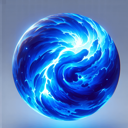 blue thunder orb entity.
Single Game Texture.  In-Game asset.  2d.  Blank background.  High contrast.  No shadows